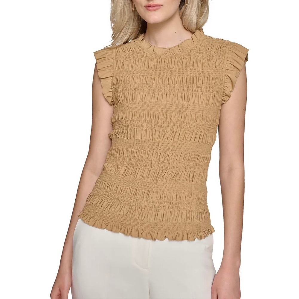 Karl Lagerfeld Paris Smocked Ruffle Top